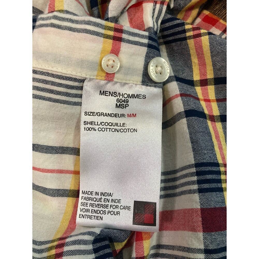 Woolrich Men’s Blue Plaid Button Down Shirt Short Sleeve Cotton Size M - Picture 6 of 8